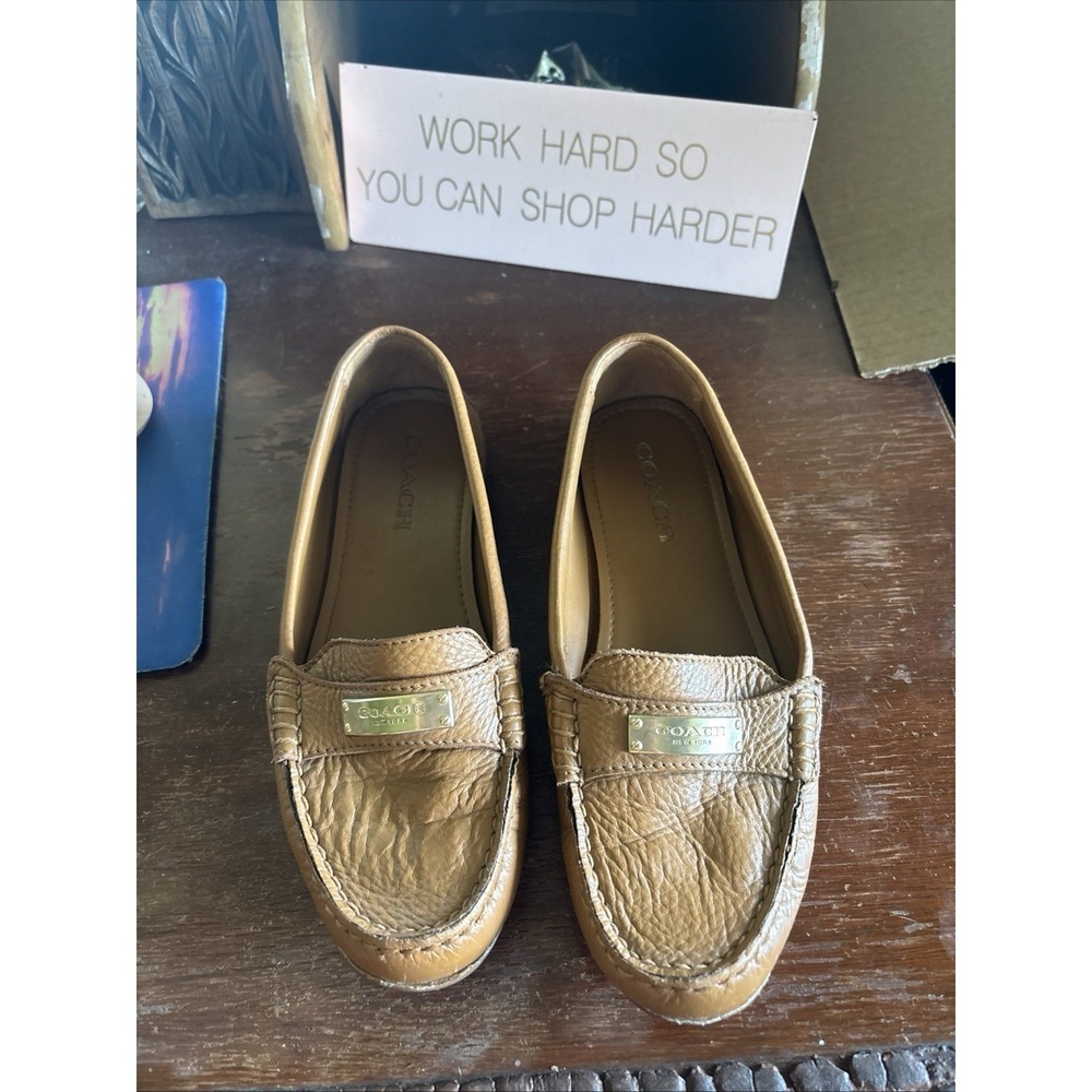Coach Fredrica Women's Brown Pebbled Leather Moccasin Loafers Size 7.5